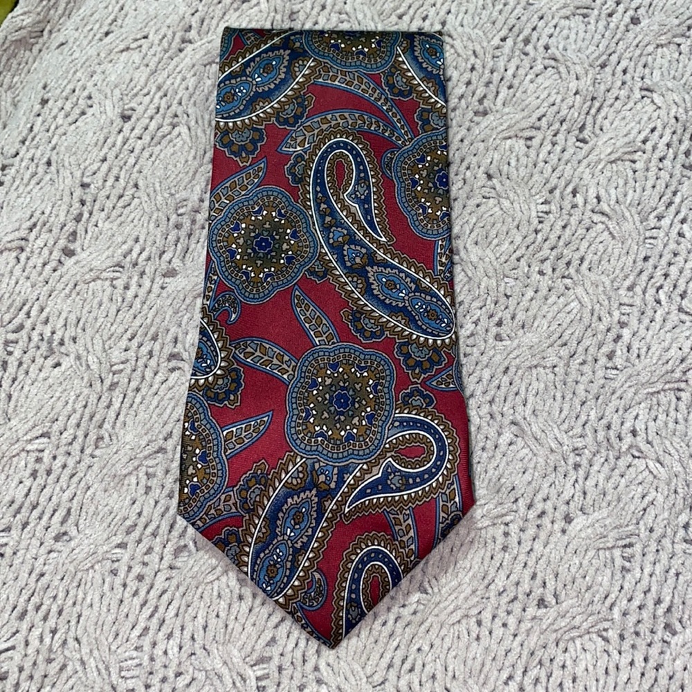 Christian Dior Men’s Tie (Red/Light Brown/Blue)